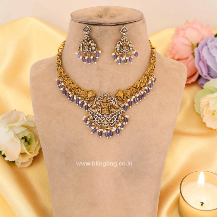 Purple Tripurashree Temple Jewellery Set - New Arrival