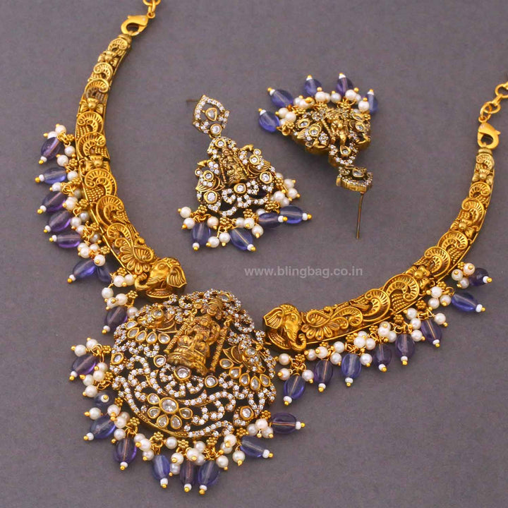 Purple Tripurashree Temple Jewellery Set - New Arrival