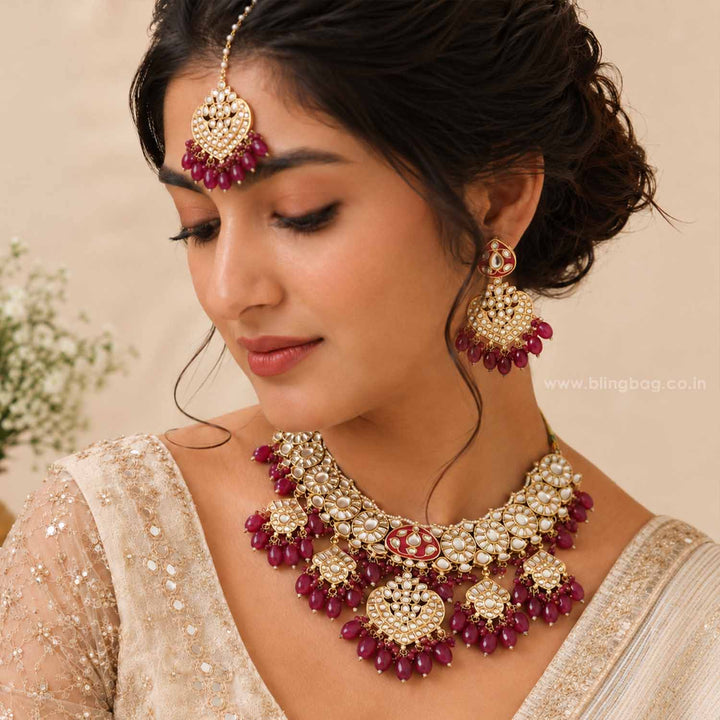 Purple Una Kundan Jewellery Set