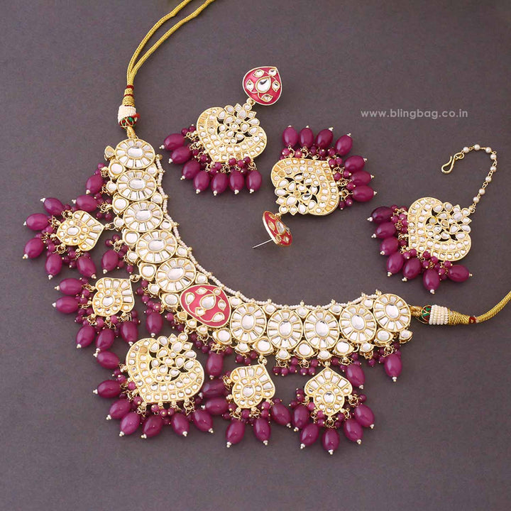 Purple Una Kundan Jewellery Set