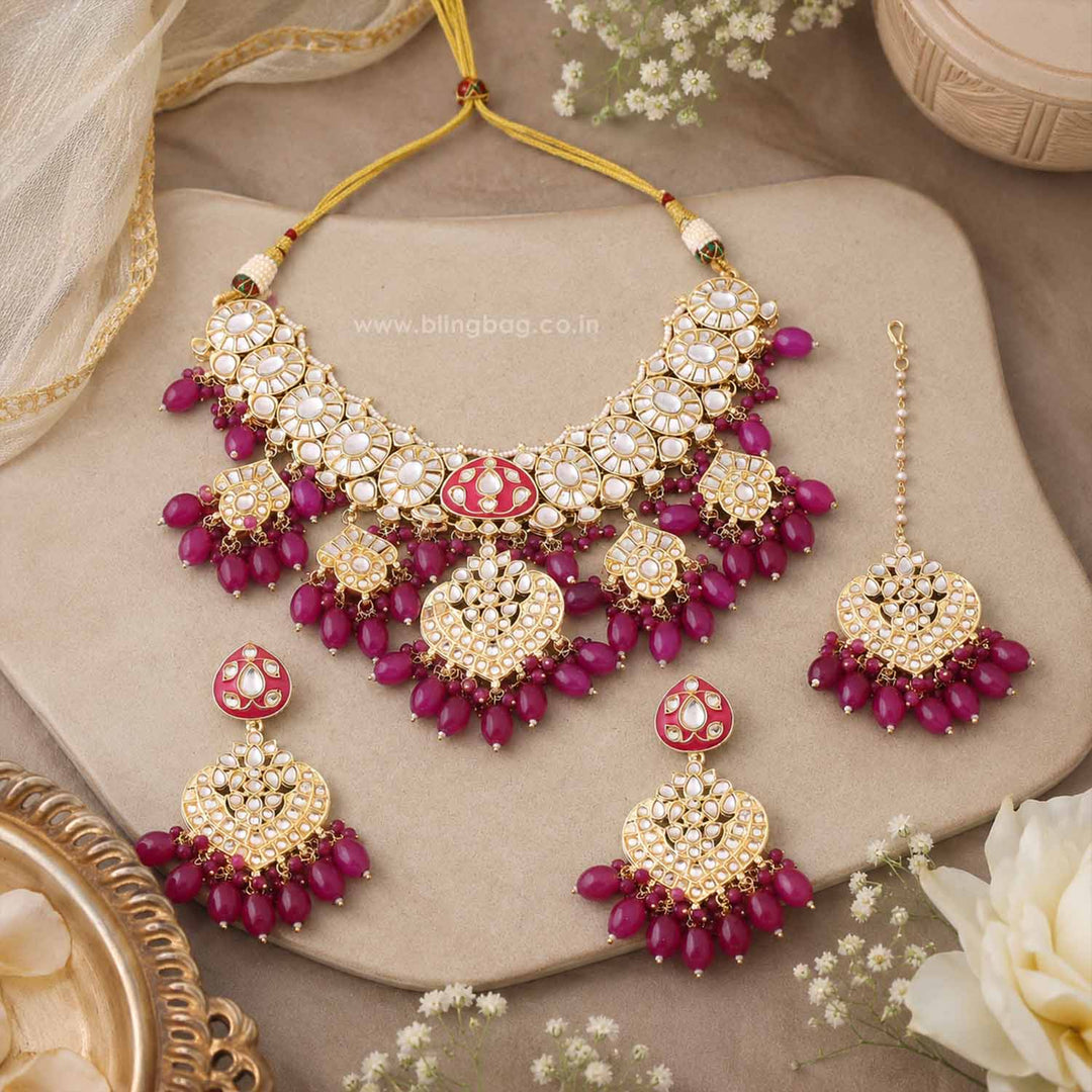 Purple Una Kundan Jewellery Set