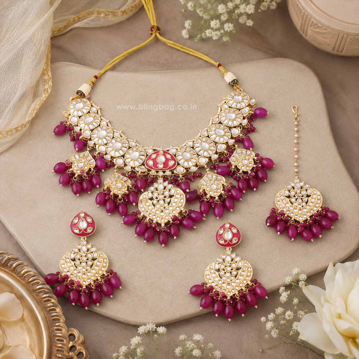 Purple Una Kundan Jewellery Set
