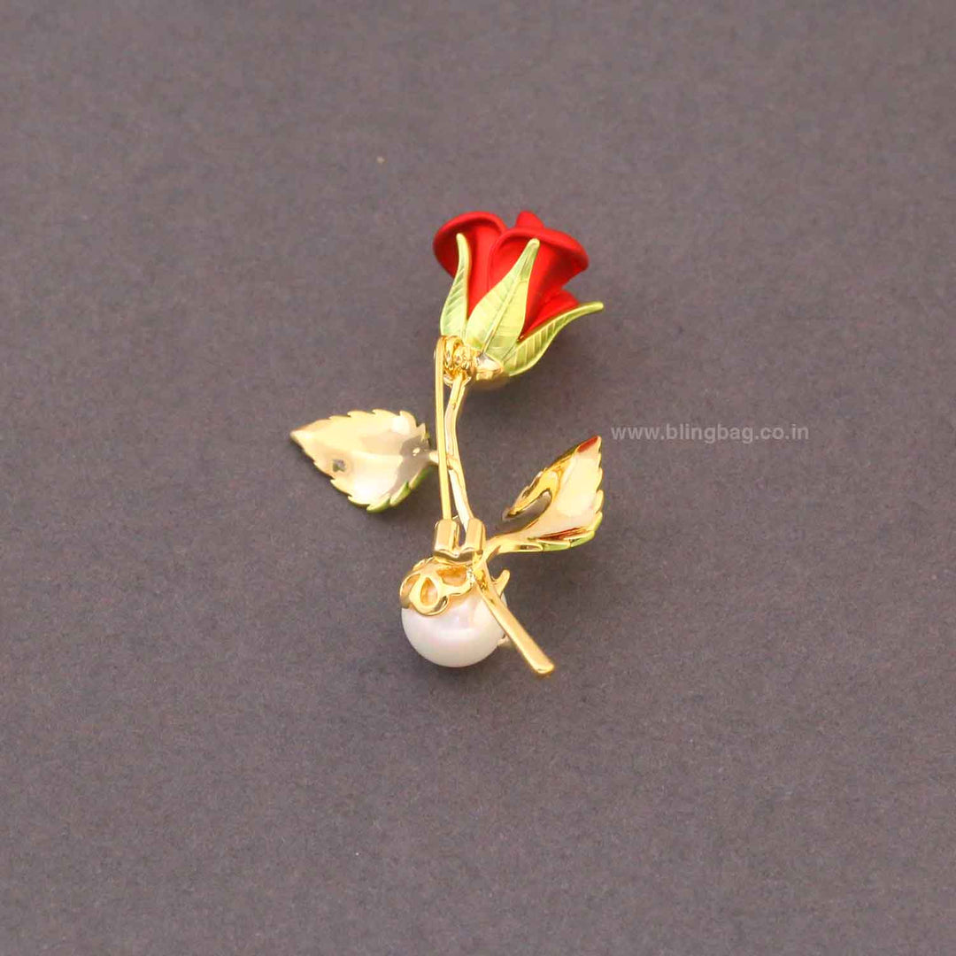 Red Rose Brooch