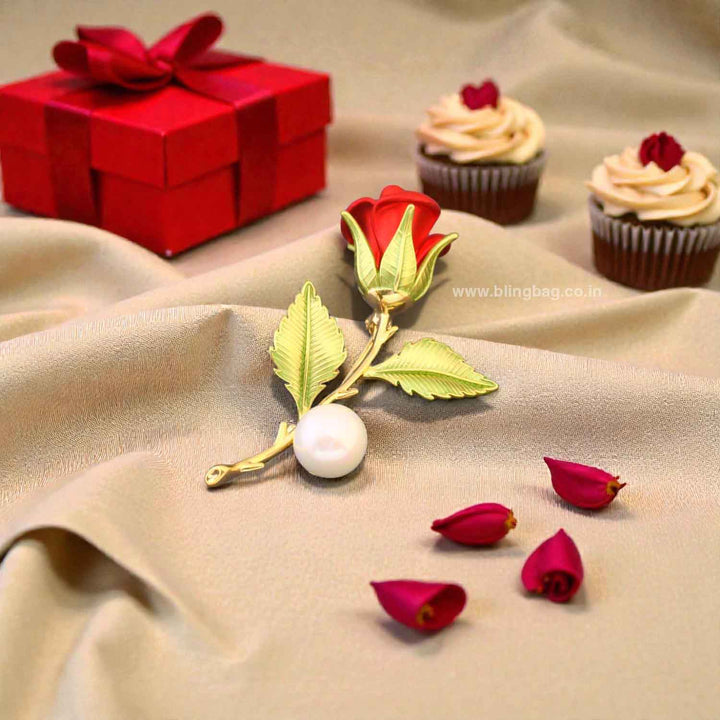 Red Rose Brooch