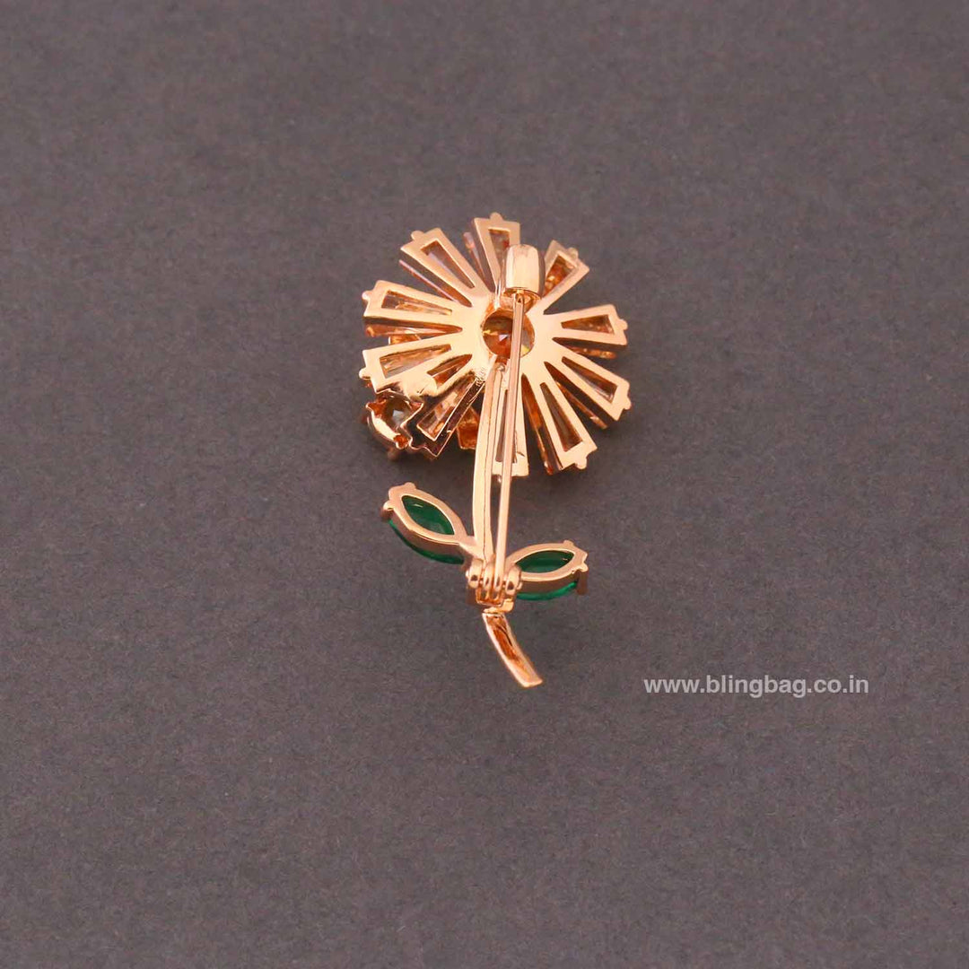 Rose Gold Amber Floral Brooch