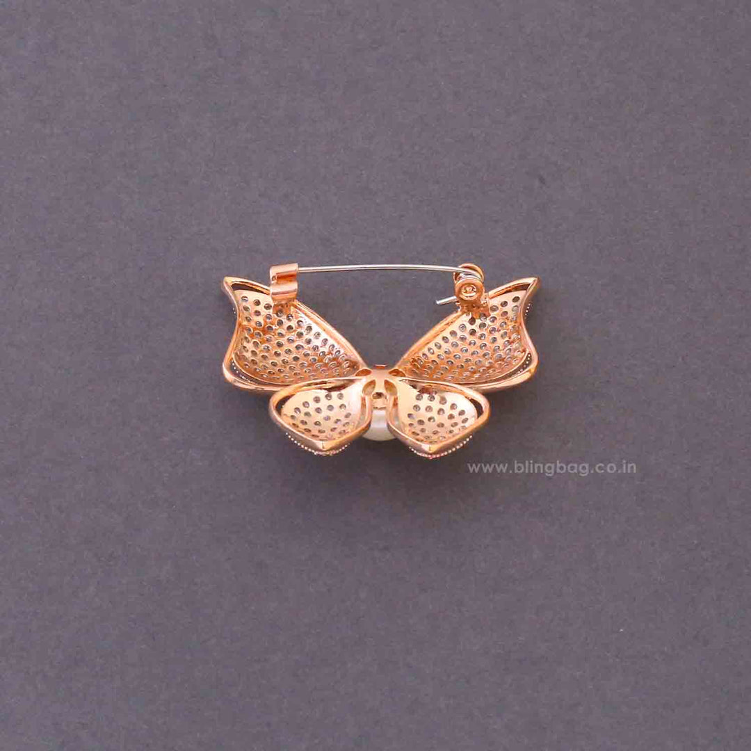 Rose Gold Crystal Monarch Brooch