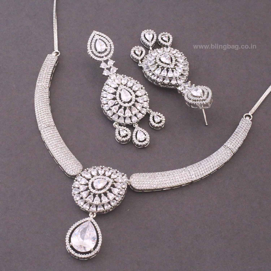 Silver Avason Zirconia Jewellery Set- New Arrivals
