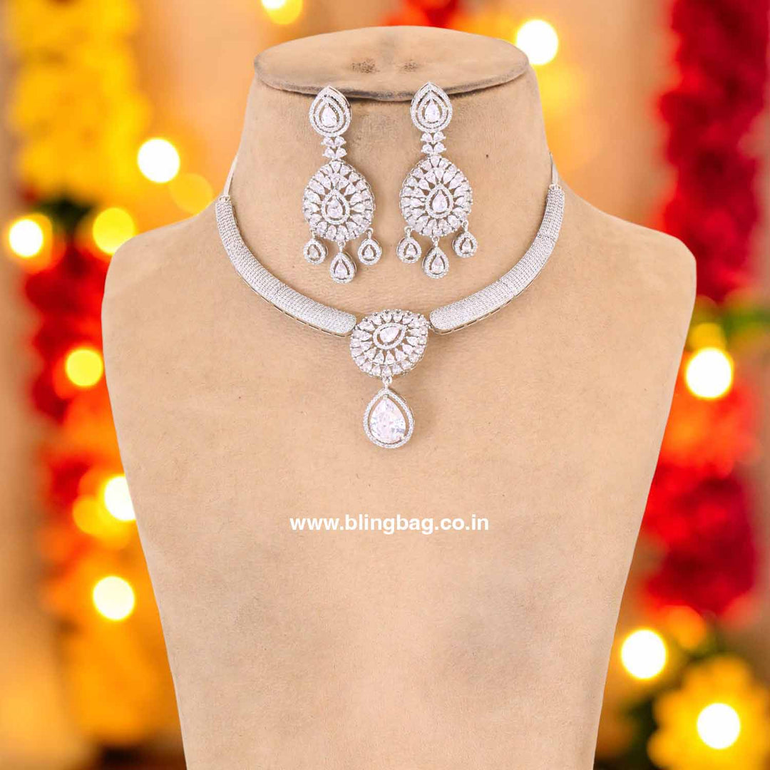 Silver Avason Zirconia Jewellery Set- New Arrivals