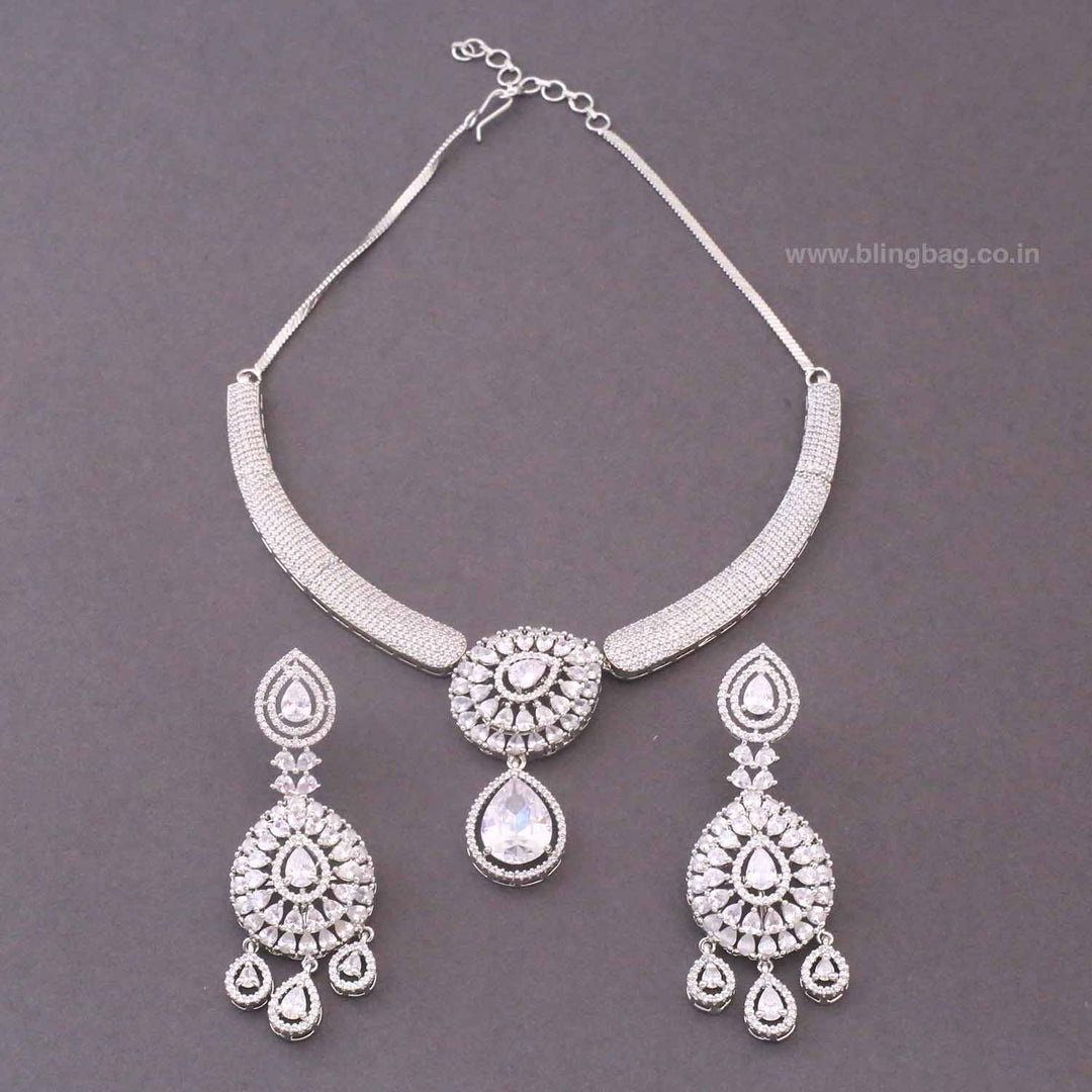 Silver Avason Zirconia Jewellery Set- New Arrivals