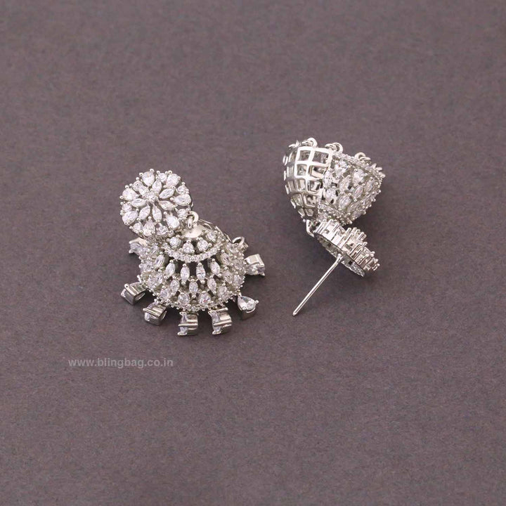 Silver Heipe Zirconia Jhumkis