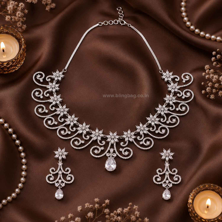 Silver Miaelle Zirconia Jewellery Set- New Arrivals