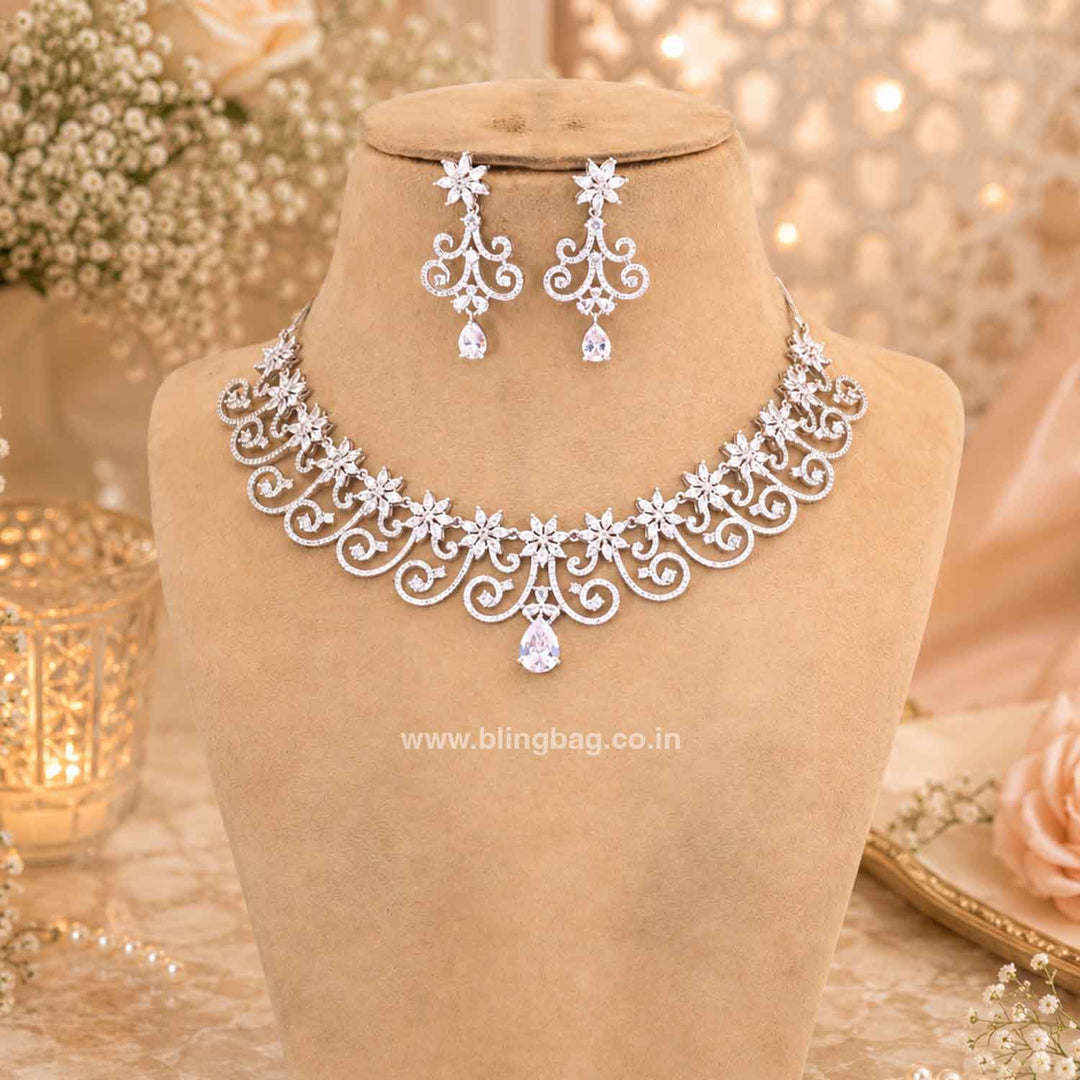 Silver Miaelle Zirconia Jewellery Set- New Arrivals