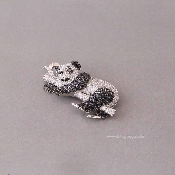 Silver Panda Brooch