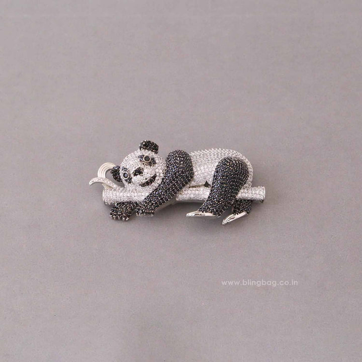 Silver Panda Brooch
