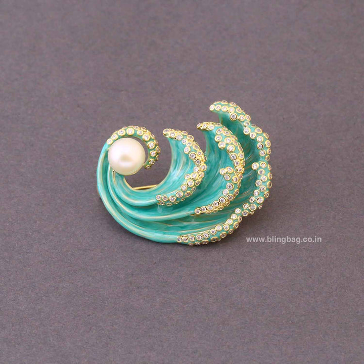 Turquoise Ocean Wave Brooch