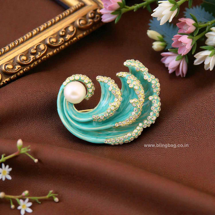 Turquoise Ocean Wave Brooch