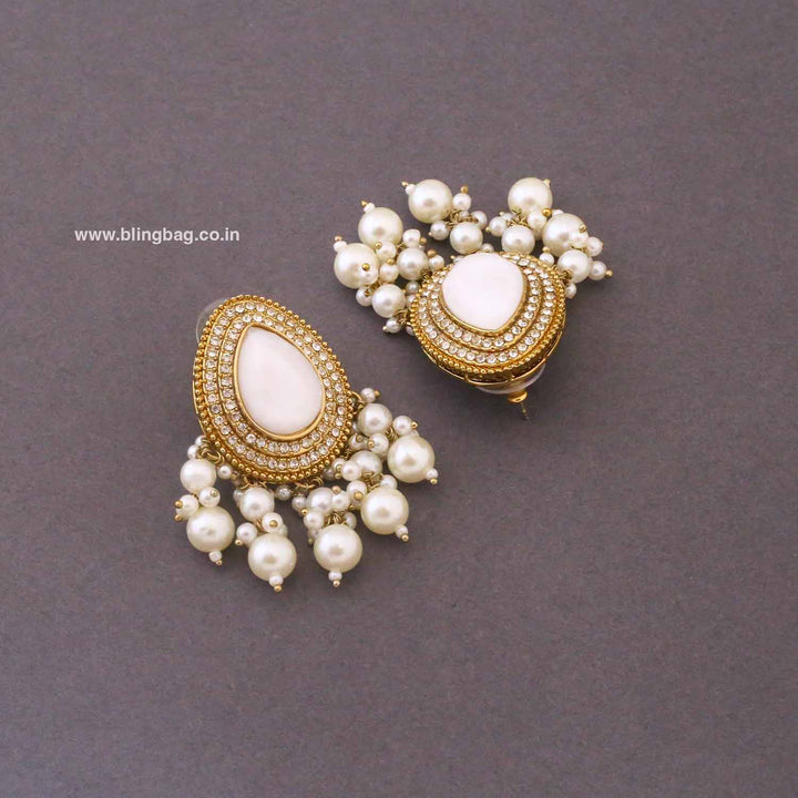 White Aanchal Danglers