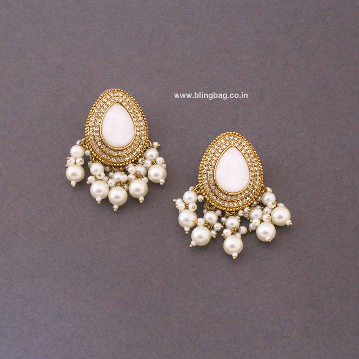 White Aanchal Danglers