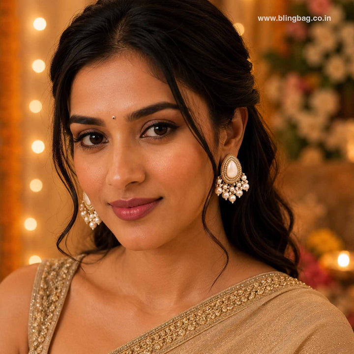 White Aanchal Danglers