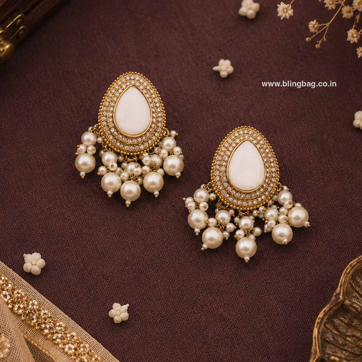 White Aanchal Danglers