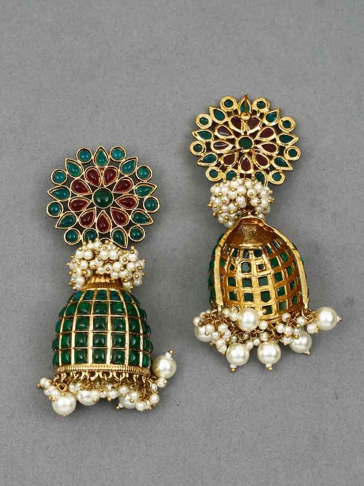earrings - Bling Bag Eemrald Ekani Jhumkis