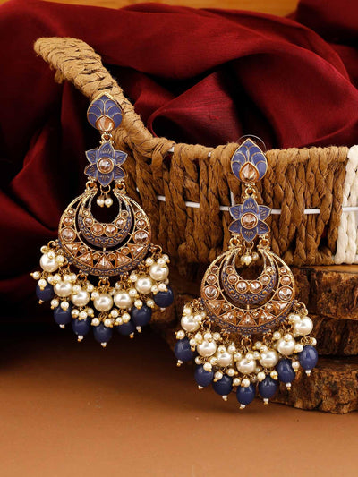earrings - Bling Bag Navy Kavya Chaandbali Earrings