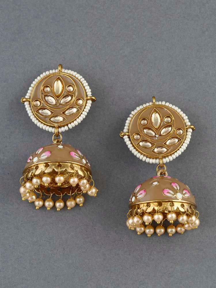 earrings - Bling Bag Brown Havisha Ethnic Earrings