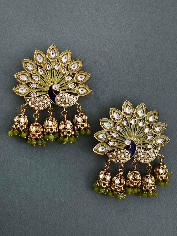 Olive Mayur Jhumkis - Bling Bag