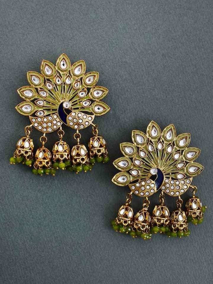Olive Mayur Jhumkis - Bling Bag