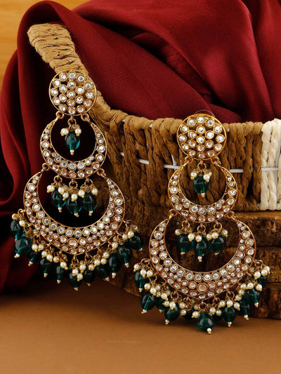 earrings - Bling Bag Emerald Layered Chaandbali Earrings