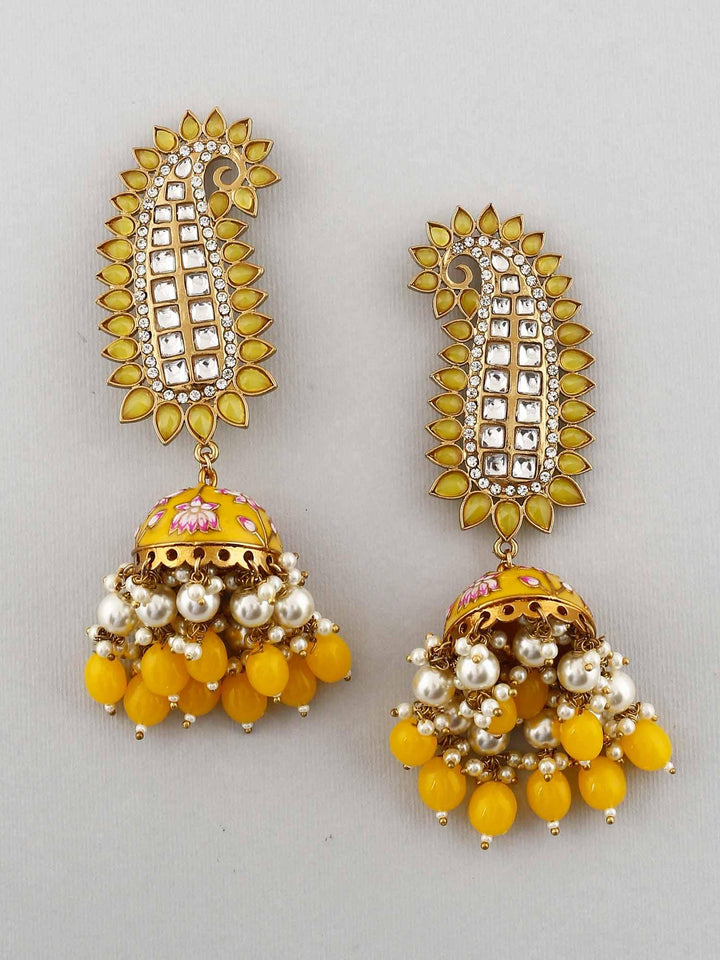 earrings - Bling Bag Lemon Kaashi Designer Jhumkis