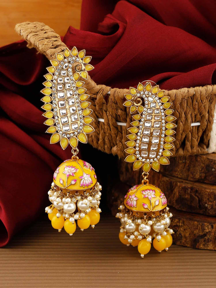 earrings - Bling Bag Lemon Kaashi Designer Jhumkis