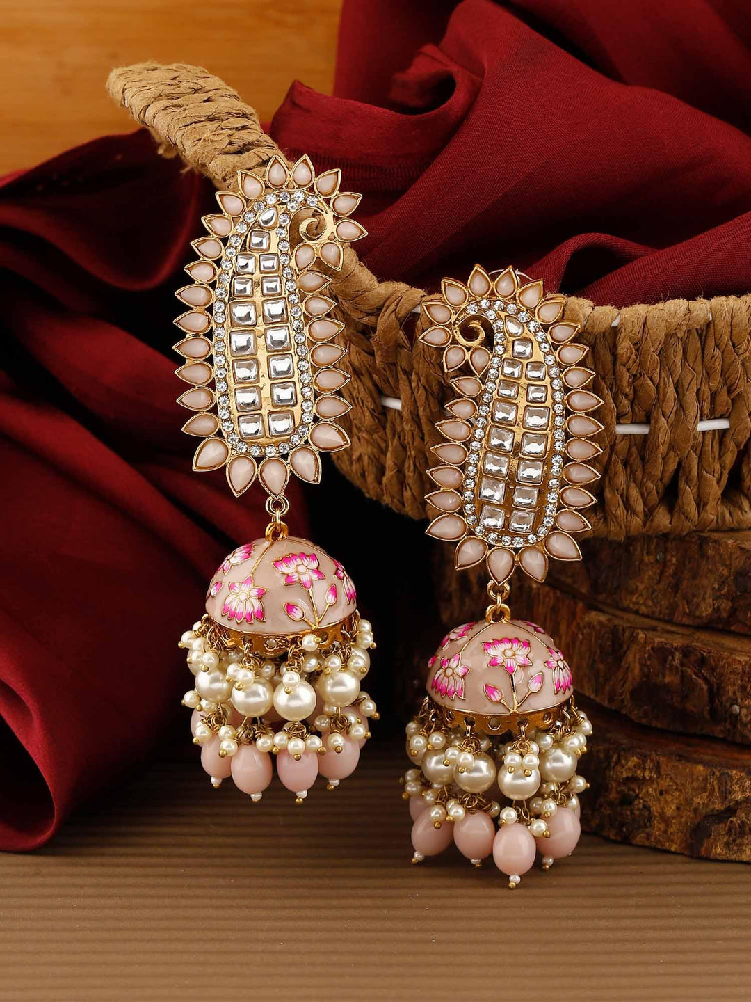 earrings - Bling Bag Crepe Kaashi Designer Jhumkis