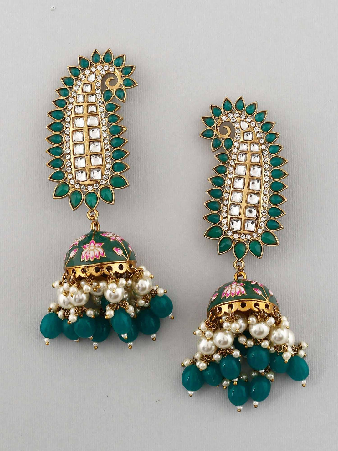 earrings - Bling Bag Jade Kaashi Designer Jhumkis