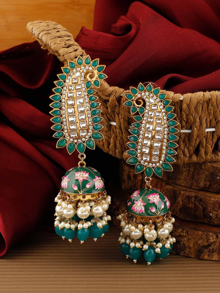 earrings - Bling Bag Jade Kaashi Designer Jhumkis