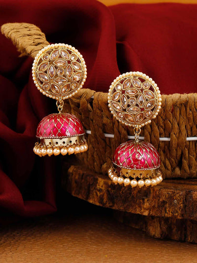 earrings - Bling Bag Ruby Raga Jhumki Earrings