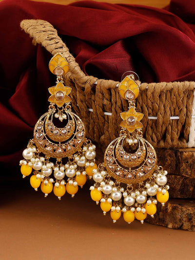 earrings - Bling Bag Lemon Kavya Chaandbali Earrings