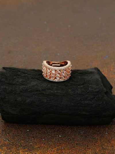 rings - Bling Bag Rose Gold Shubham Adjustable Zirconia Ring