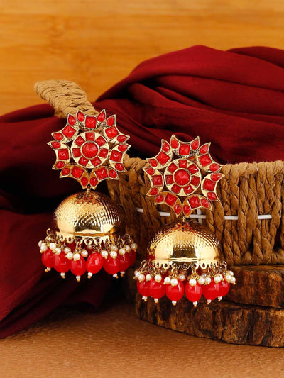 earrings - Bling Bag Red Archana Jhumki Earrings