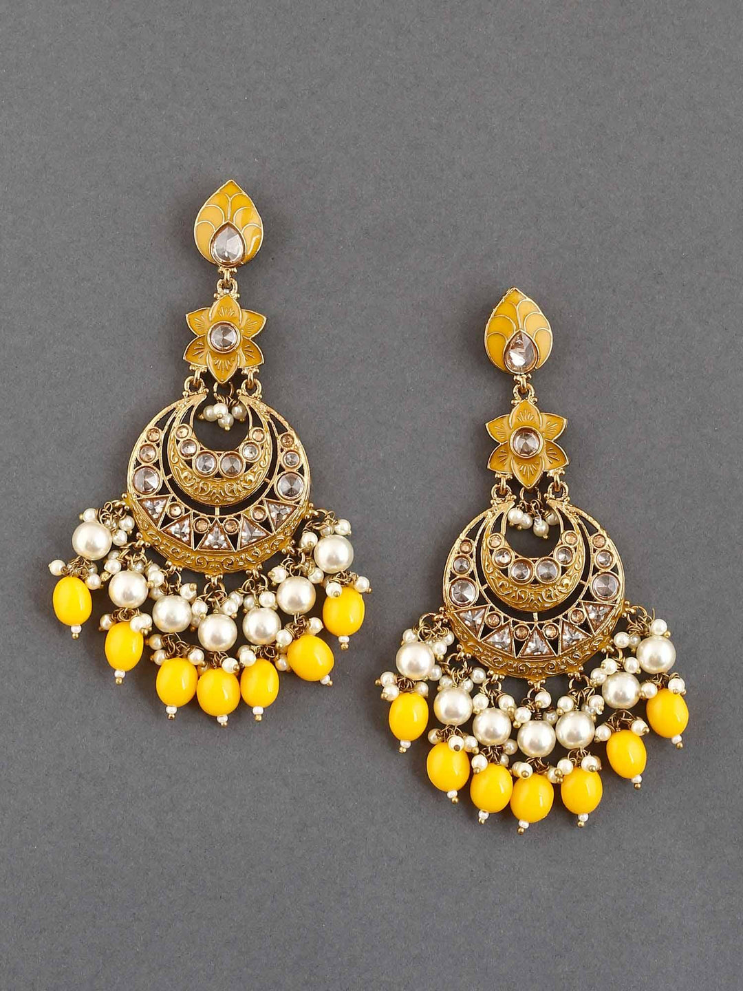 earrings - Bling Bag Lemon Kavya Chaandbali Earrings