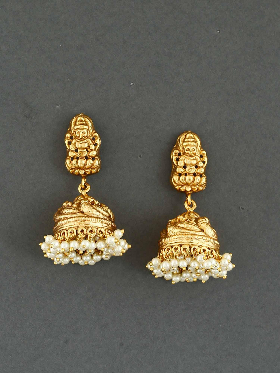 earrings - Bling Bag Shuchi Golden Plated Pearl Jhumki