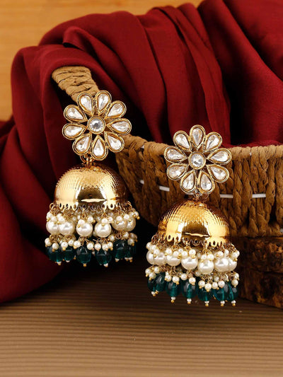 earrings - Bling Bag Emerald Akashita Jhumki Earrings