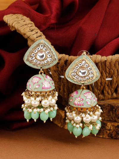 earrings - Bling Bag Mint Rangeeli Designer Jhumkis