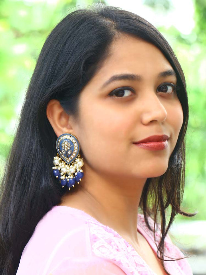 Navy Blue Charmi Dangler Earrings