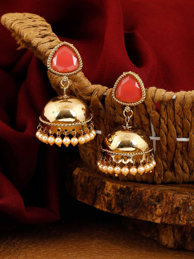 earrings - Bling Bag Coral Chainika Jhumki Earrings
