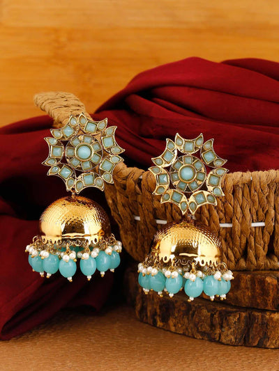 earrings - Bling Bag Turquoise Archana Jhumki Earrings