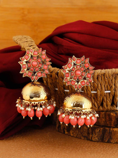 earrings - Bling Bag Coral Archana Jhumki Earrings