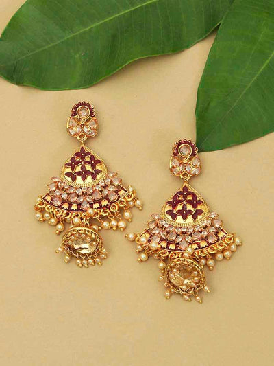earrings - Bling Bag Maroon Siddhi Jhumki Earrings