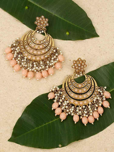 earrings - Bling Bag Peach Aarav Chaandbali Earrings