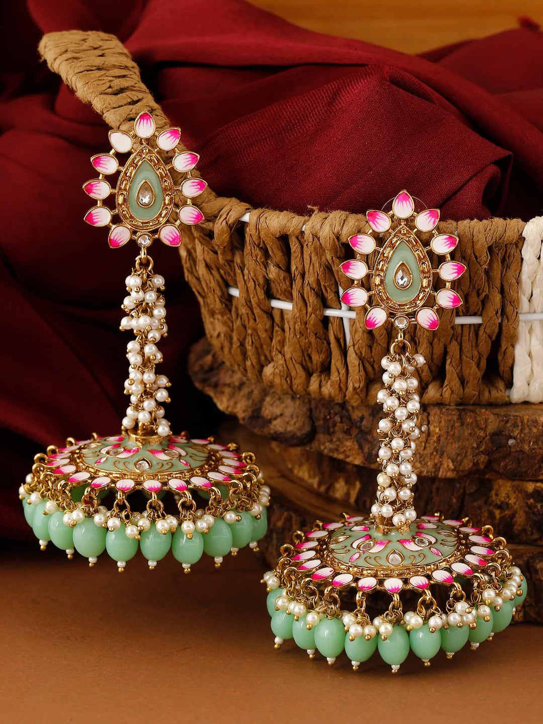 earrings - Bling Bag Mint Jacki Jhumki Earrings
